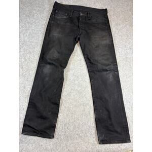 Levis 501 Jeans Mens Black Denim Straight Leg Button Fly Y2K Goth Grunge 34x32